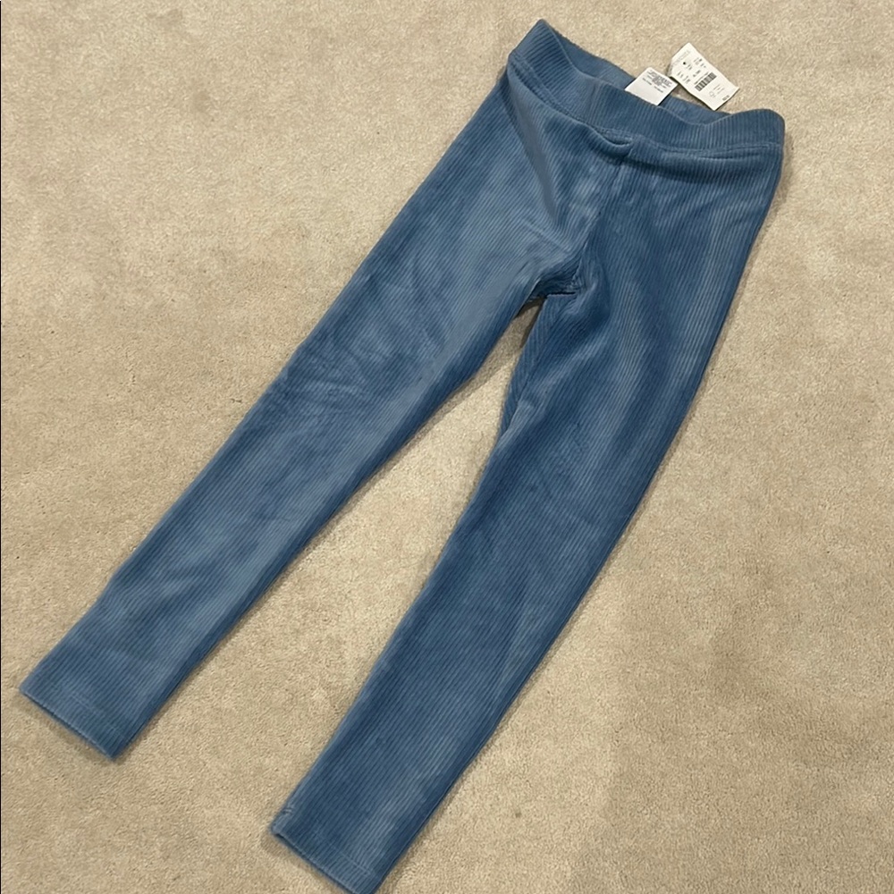 Blue Ribbed Leggings